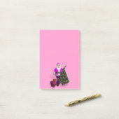 サンタクロースのピンクリボン ポストイット (デスク上)