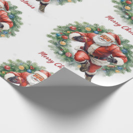 サンタクロースのフットボールクリスマス ラッピングペーパー