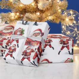 サンタクロースのフットボール クリスマス ラッピングペーパー
