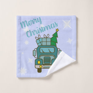 サンタクロースのフロントビューメリークリスマス ウォッシュタオル