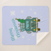 サンタクロースのフロントビューメリークリスマス シェルパブランケット (正面(横))