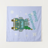 サンタクロースのフロントビューメリークリスマス タペストリー (正面(横))