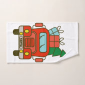 サンタクロースのフロントビューメリークリスマス ハンドタオル (ハンドタオル)