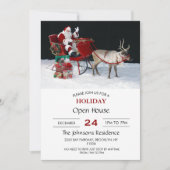 サンタクロースのプレゼントを載せたそり 招待状 (正面)