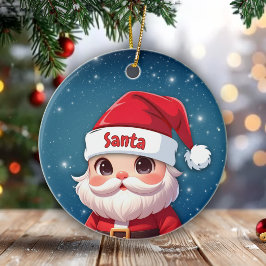 サンタクロースのプロフィール写真 スパークルブルーのクリスマス 🎅🎄 セラミックオーナメント