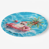 サンタクロースのプールパーティークリスマス7月 ペーパープレート (アングル)