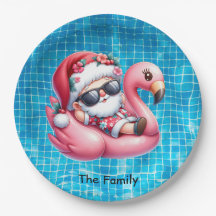 サンタクロースのプールパーティークリスマス7月