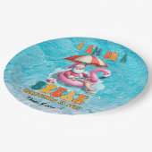 サンタクロースのプールパーティークリスマス7月 ペーパープレート (アングル)