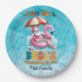 サンタクロースのプールパーティークリスマス7月 ペーパープレート