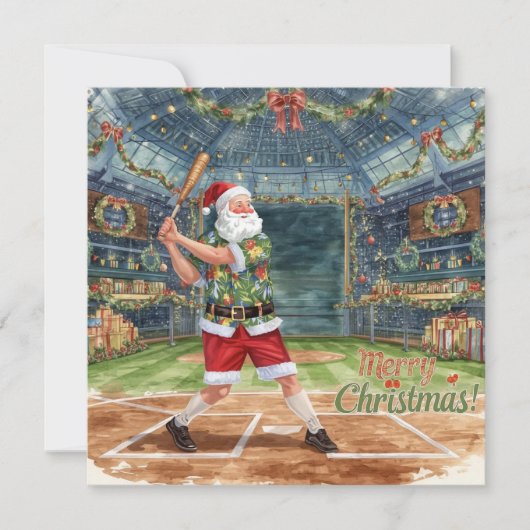 サンタクロースのベースボールクリスマス シーズンカード (正面)