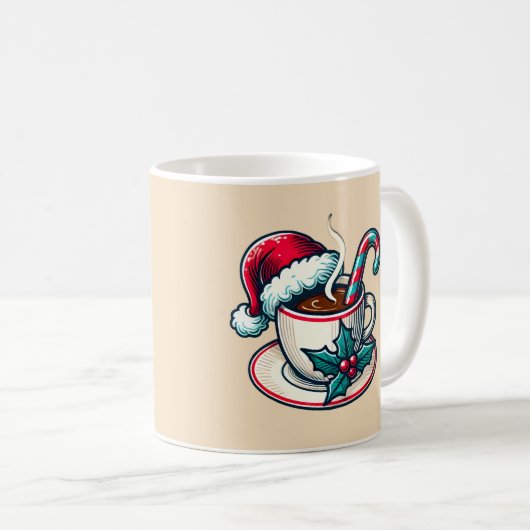 サンタクロースのホットココアカップ コーヒーマグカップ (正面右)