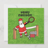 サンタクロースのボールとテニス遊のクリスマス シーズンカード (正面)