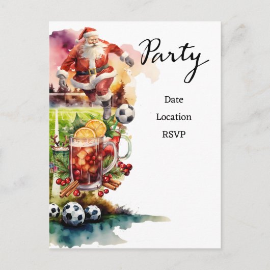 サンタクロースのボールを持つ遊サッカークリスマス ポストカード (正面)