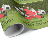 サンタクロースのボールを持つ遊サッカークリスマス ラッピングペーパー (ロールコーナー)