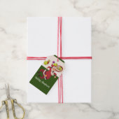 サンタクロースのボールラケットでテニスのクリスマス ギフトタグ (より糸付き)