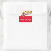 サンタクロースのボールラケットレッドとテニスクリスマス スクエアシール (バッグ)