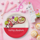 サンタクロースのボールラケットレッドとテニスクリスマス ペーパープレート (パーティー)
