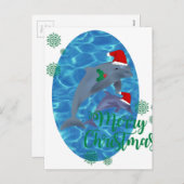 サンタクロースのメリークリスマスのイルカ シーズンポストカード (正面/裏面)