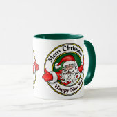 サンタクロースのメリークリスマスの明けましておめでとう マグカップ (正面右)