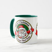 サンタクロースのメリークリスマスの明けましておめでとう マグカップ (正面左)