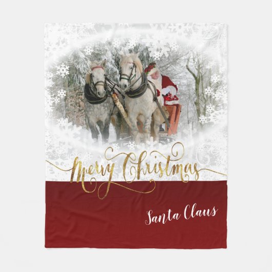 サンタクロースのメリークリスマス – DIY写真 フリースブランケット (正面)