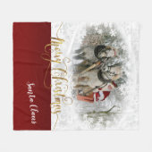 サンタクロースのメリークリスマス – DIY写真 フリースブランケット (正面(横))