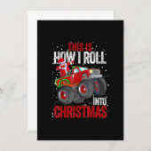 サンタクロースのモンスタートラック少年クリスマスX 招待状 (正面/裏面)