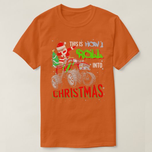 サンタクロースのモンスタートラック少年クリスマスX Tシャツ (デザイン正面)