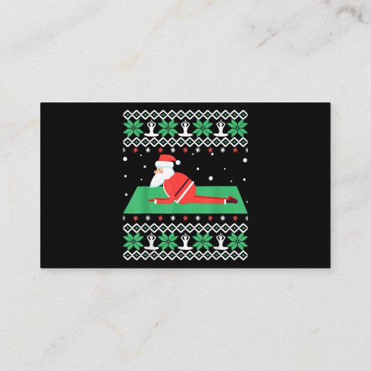 サンタクロースのヨガ醜いクリスマスコスチュームのヨガ愛好家 名刺 (裏面)