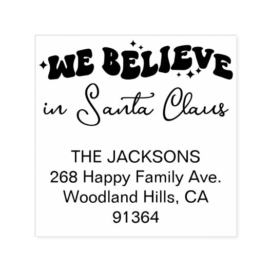 サンタクロースのレトロタイポグラフィ セルフインキングスタンプ (デザイン)