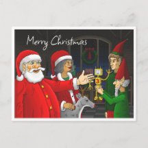 サンタクロースのワークショップ クリスマス ポストカード