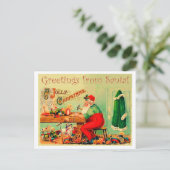 サンタクロースのワークショップ、ヴィンテージクリスマス ポストカード (スタンド正面)