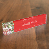 サンタクロースのヴィンテージのヒイラギのクリスマス デスクネームプレート (側面)