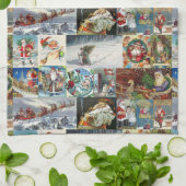 サンタクロースのヴィンテージの旧世界のイラストレーション キッチンタオル (折り畳み)