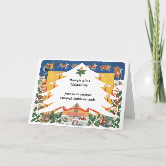 サンタクロースのヴィンテージクリスマスシーン カード (正面)