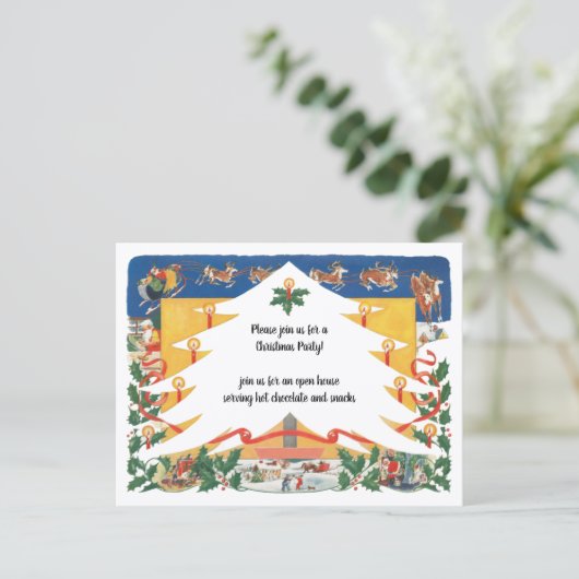 サンタクロースのヴィンテージクリスマスシーン ポストカード (スタンド正面)