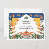 サンタクロースのヴィンテージクリスマスシーン ポストカード (正面/裏面)