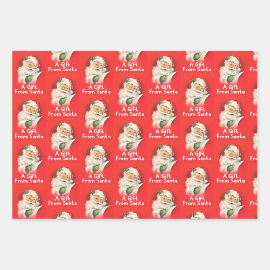 サンタクロースのヴィンテージ ラッピングペーパーシート (正面2)