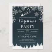 サンタクロースの企業クリスマスパーティー 雪の結晶 招待状 (正面)