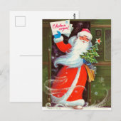 サンタクロースの入ったヴィンテージソビエト新年のグリーティングカード ポストカード (正面/裏面)