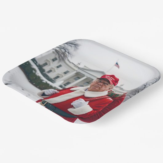 サンタクロースの切り株（赤い袋あり） ペーパープレート (傾斜あり)