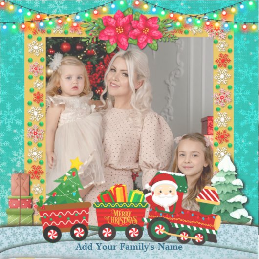 サンタクロースの列車、クリスマスと休日の写真 シール (正面)