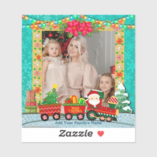サンタクロースの列車、クリスマスと休日の写真 シール (シート)