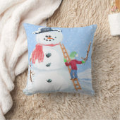サンタクロースの助っ人、ばかばかしい雪だるまを作る クッション (ブランケット)