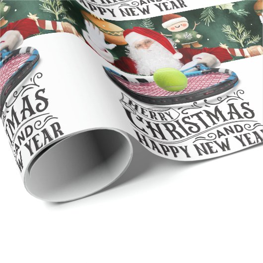 サンタクロースの包みをテーマにしたテニスクリスマス ラッピングペーパー (ロールコーナー)