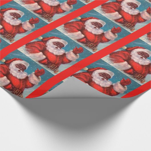 サンタクロースの包装紙のAfraiaの黒いアメリカ人 ラッピングペーパー (角)