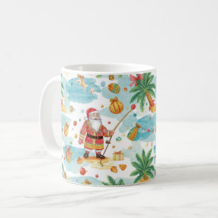 サンタクロースの夏の釣りクリスマス コーヒーマグカップ