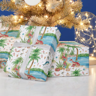 サンタクロースの夏の釣りクリスマス ラッピングペーパー