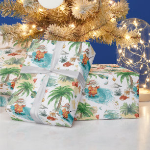 サンタクロースの夏の釣りクリスマス ラッピングペーパー