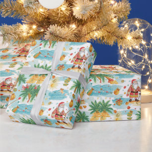 サンタクロースの夏の釣りクリスマス ラッピングペーパー